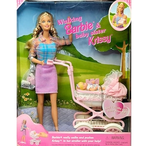 Walking Barbie and New Baby Sister Krissy Dolls, NRFB Barbie Krissy Baby Doll and Stroller, 1/6 Scale Baby Krissy Walking Barbie Doll Set