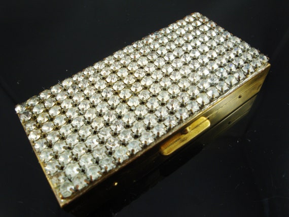 Rhinestone Cigarette Case, Vintage Rhinestone Ciga