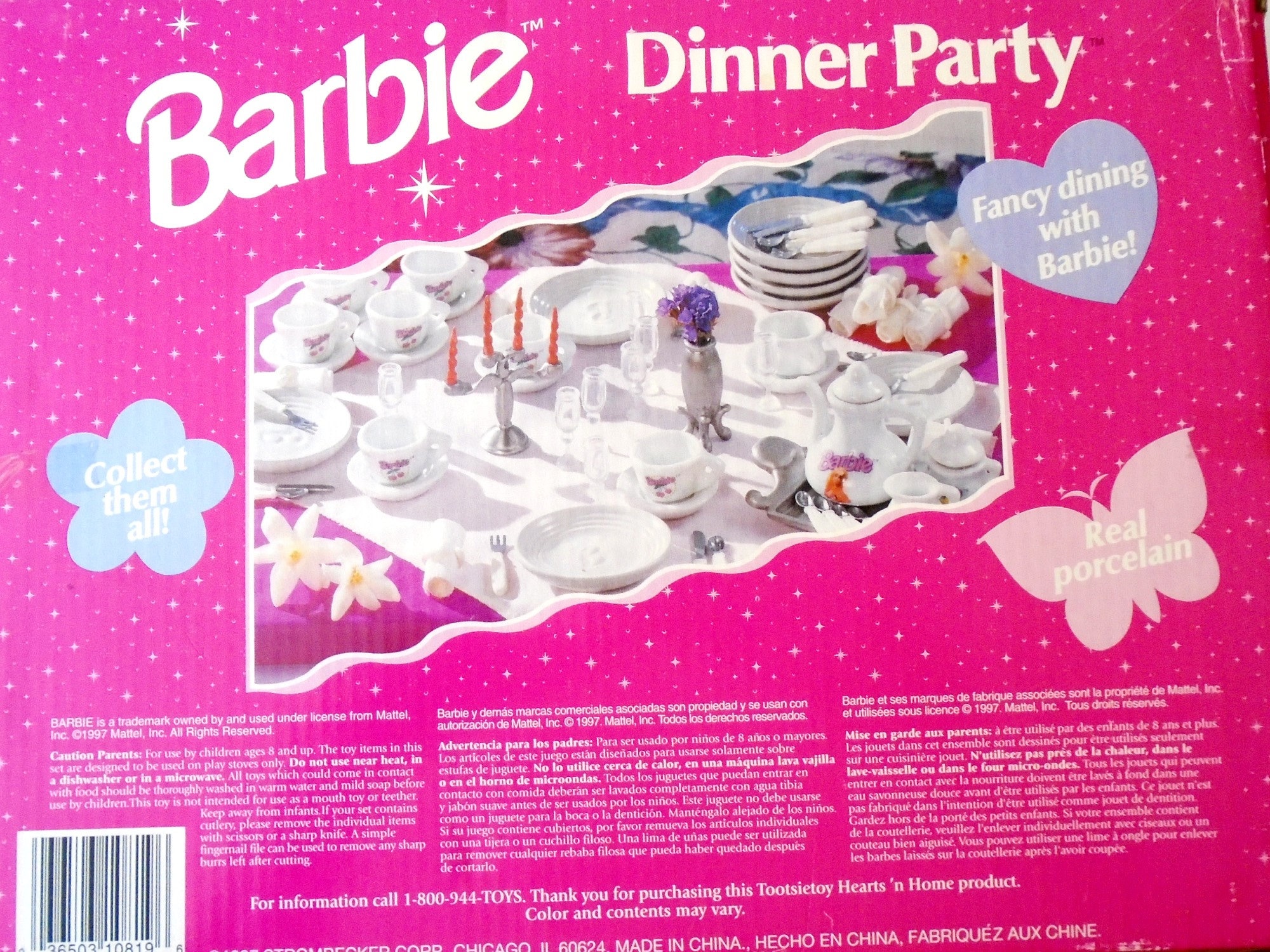 Vintage Barbie Dinner Party Set for Six, RARE 90's Tootsietoy