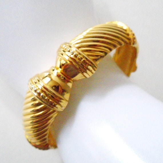 Shiny Gold Swirl Hinged Cuff Bracelet, Gold Hinged