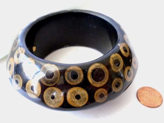 KJL Knife Edge Bamboo Slice Black Bangle, Kenneth… - image 5