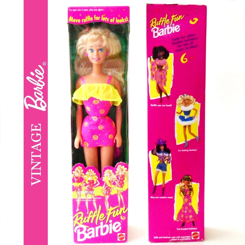 Barbie Ruffle Fun Vintage Barbie Doll, 1994 Ruffle Fun Barbie Doll, NRFB Blond Ruffle Fun ...