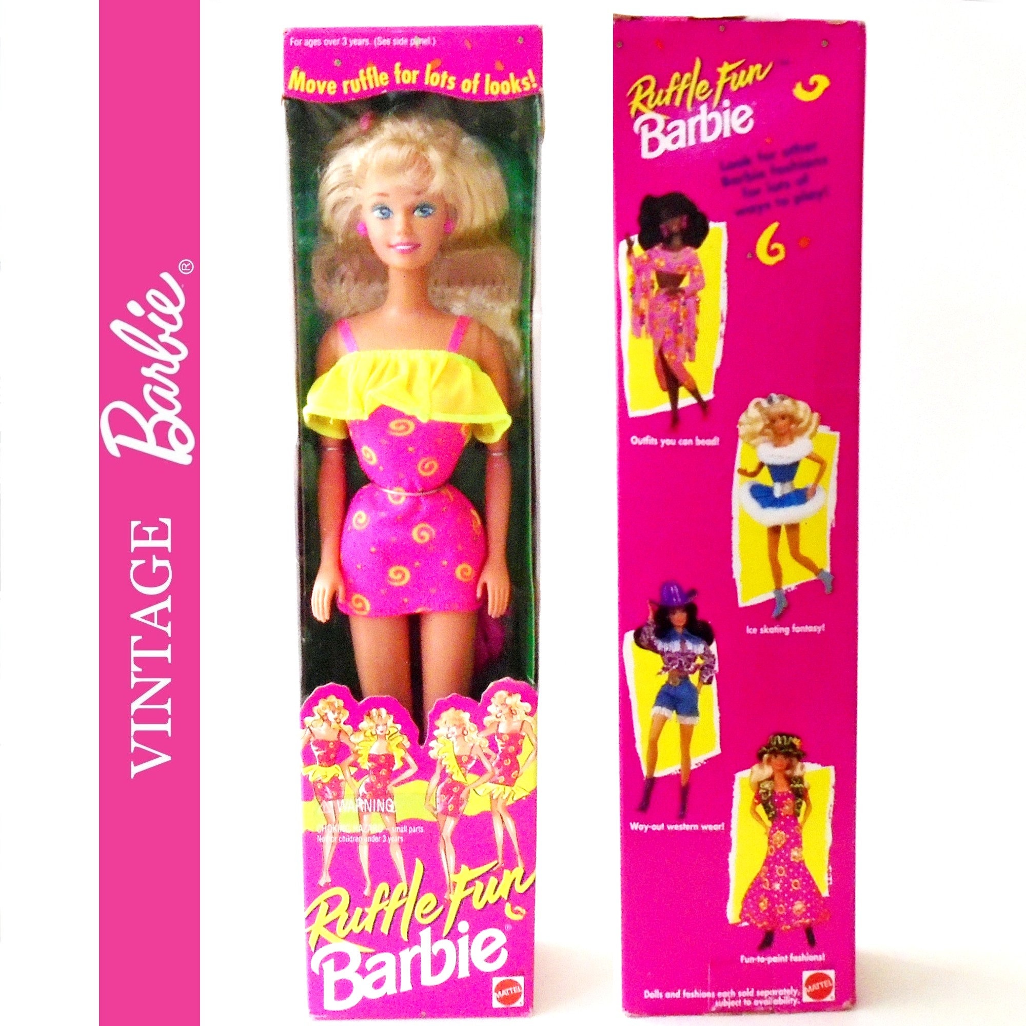 Vintage Barbie Doll, 1994 Ruffle Fun Barbie Doll, NRFB Blond