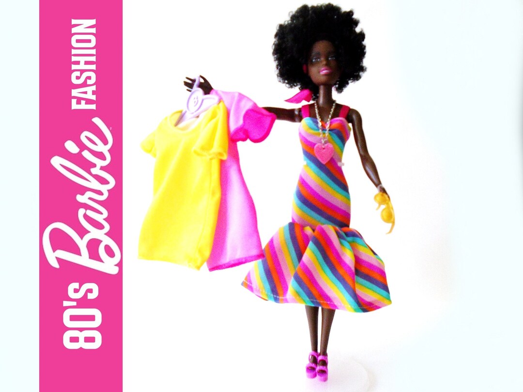 black-barbie-doll-80-s-dress-heart-necklace-dark-skin-barbie-doll-with