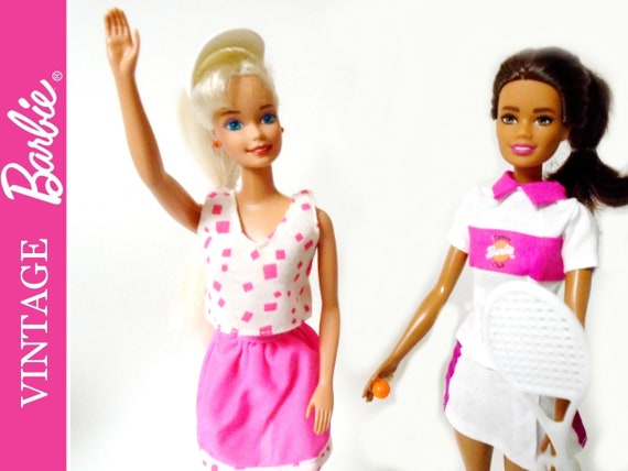 Tennis Barbie With Modern Dark Skin Tennis PRO Lessons From a PRO Barbie 2 Doll Set Barbie Dark Skin Tennis Doll Barbie Doll Tennis Set Etsy