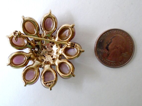 Monet Purple AB Rhinestone Flower Pin, Vintage Mo… - image 6