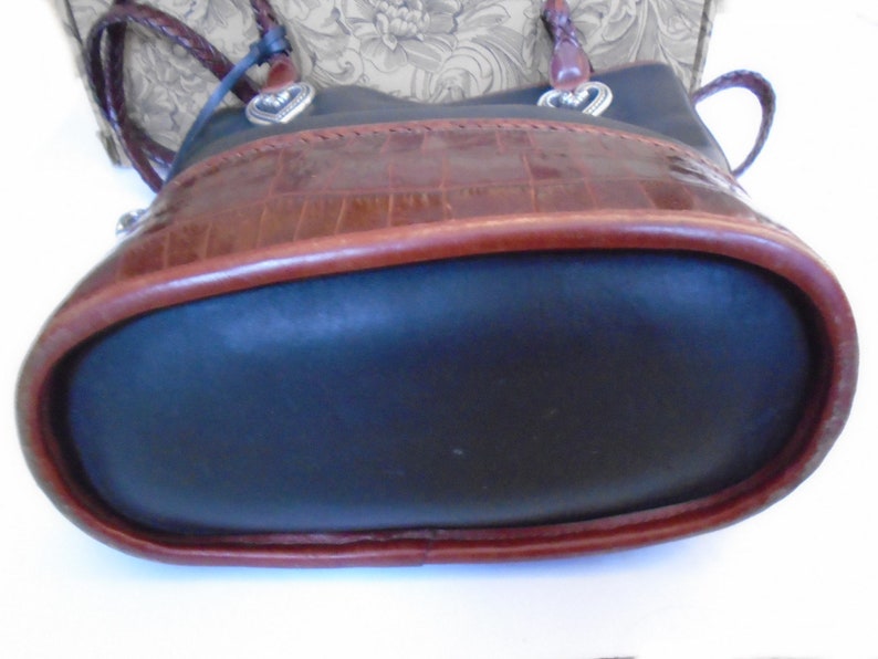 Vintage Brighton Black and Brown Bucket Bag Brighton Caroline Shoulder Bag 90s Brighton Shoulder Bucket Bag with Box