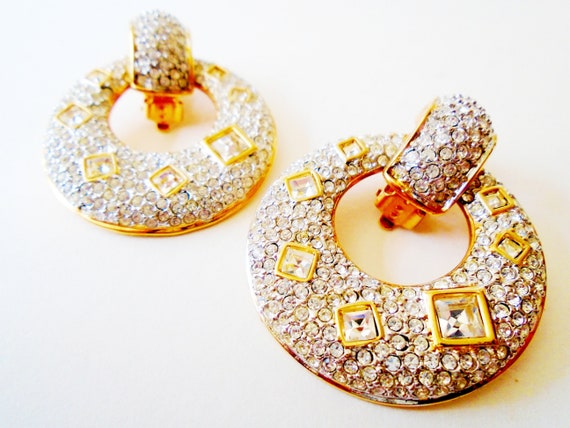 SWAROVSKI Pave Crystal Door Knocker Earrings, Hig… - image 5