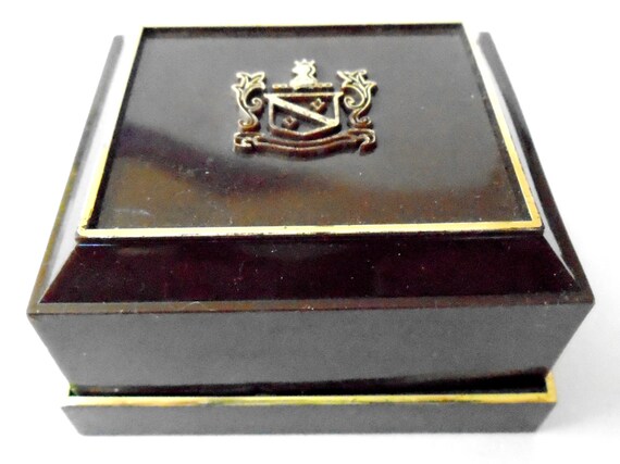 Gold Crest Velvet and Satin Ring Box, 50s Lucite … - image 2