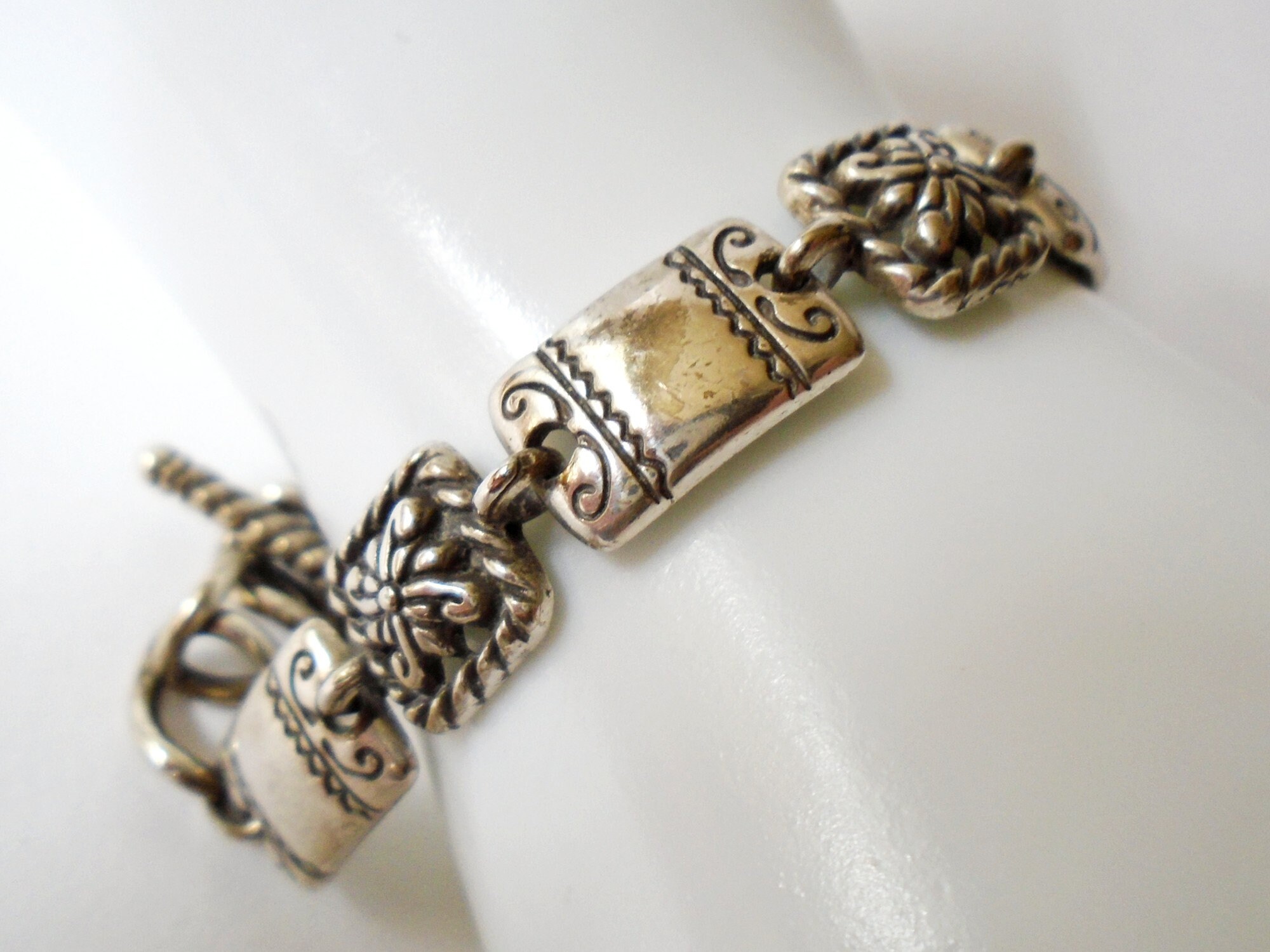 Vintage Brighton Link Bracelet Silver Brighton Etched Link