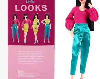 LOOKS Barbie® Doll Mix-and-Match Fashions, New in Box, Mattel Made to Move Brunette Barbie & Fashions, Made to Move LOOKS Dark Hair Barbie