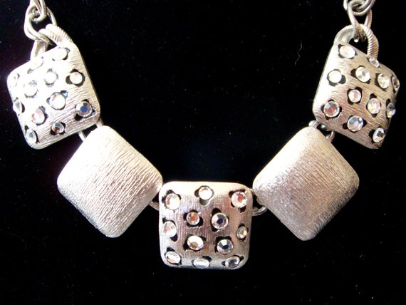 Leopard Spots Rhinestone Necklace, Hobe Chunky Sil