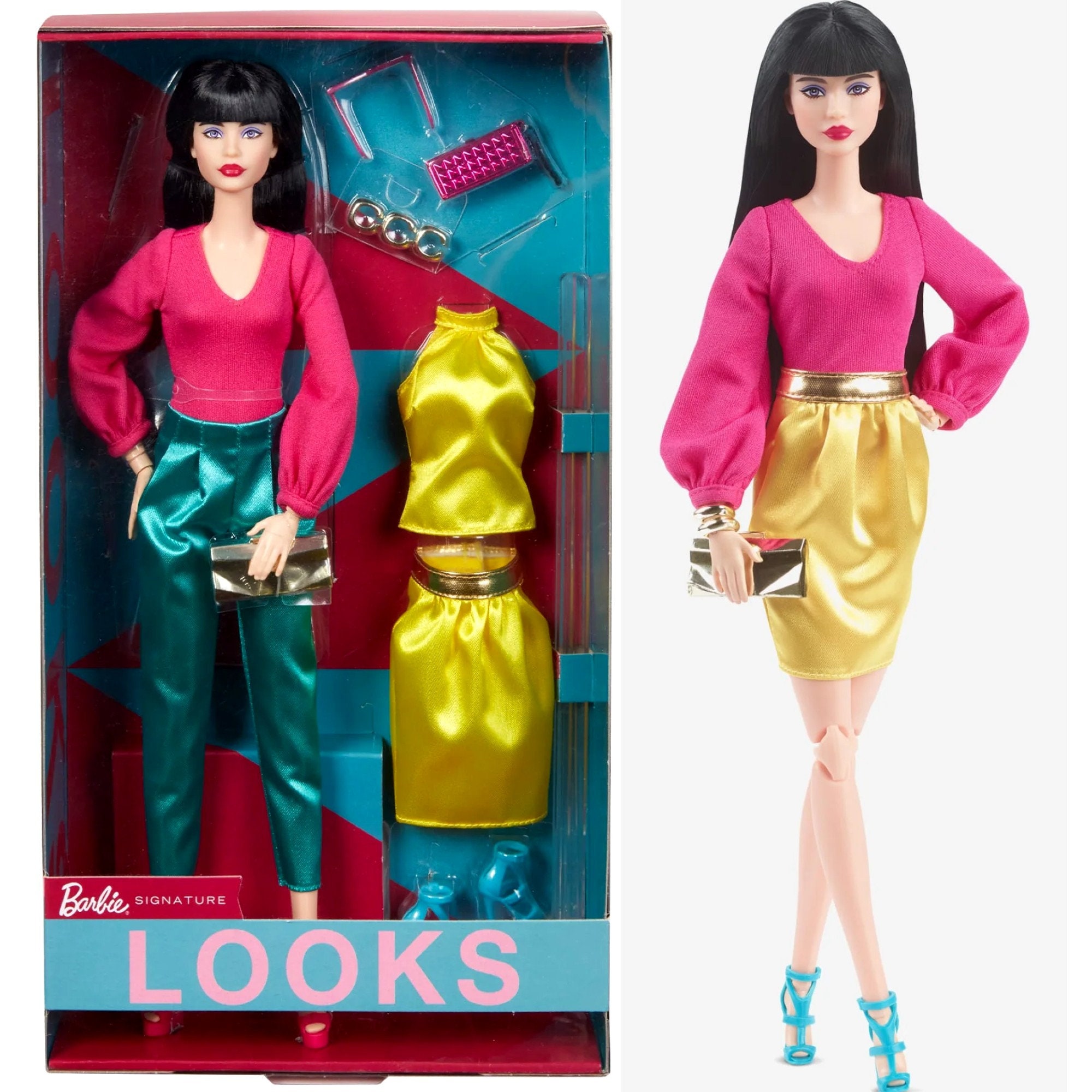 Barbie Signature Barbie Looks Doll (Petite, Red Hair) Fully Posable Fashion  Doll Wearing Glittery Crop Top & Skirt, Gift for Collectors