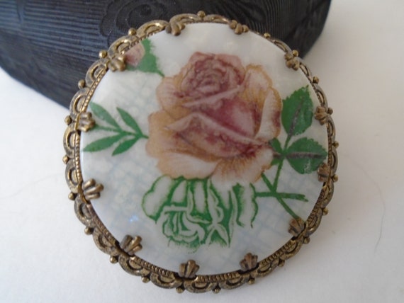 SALE | Vintage Antique Rose Floral Brooch, Victor… - image 6