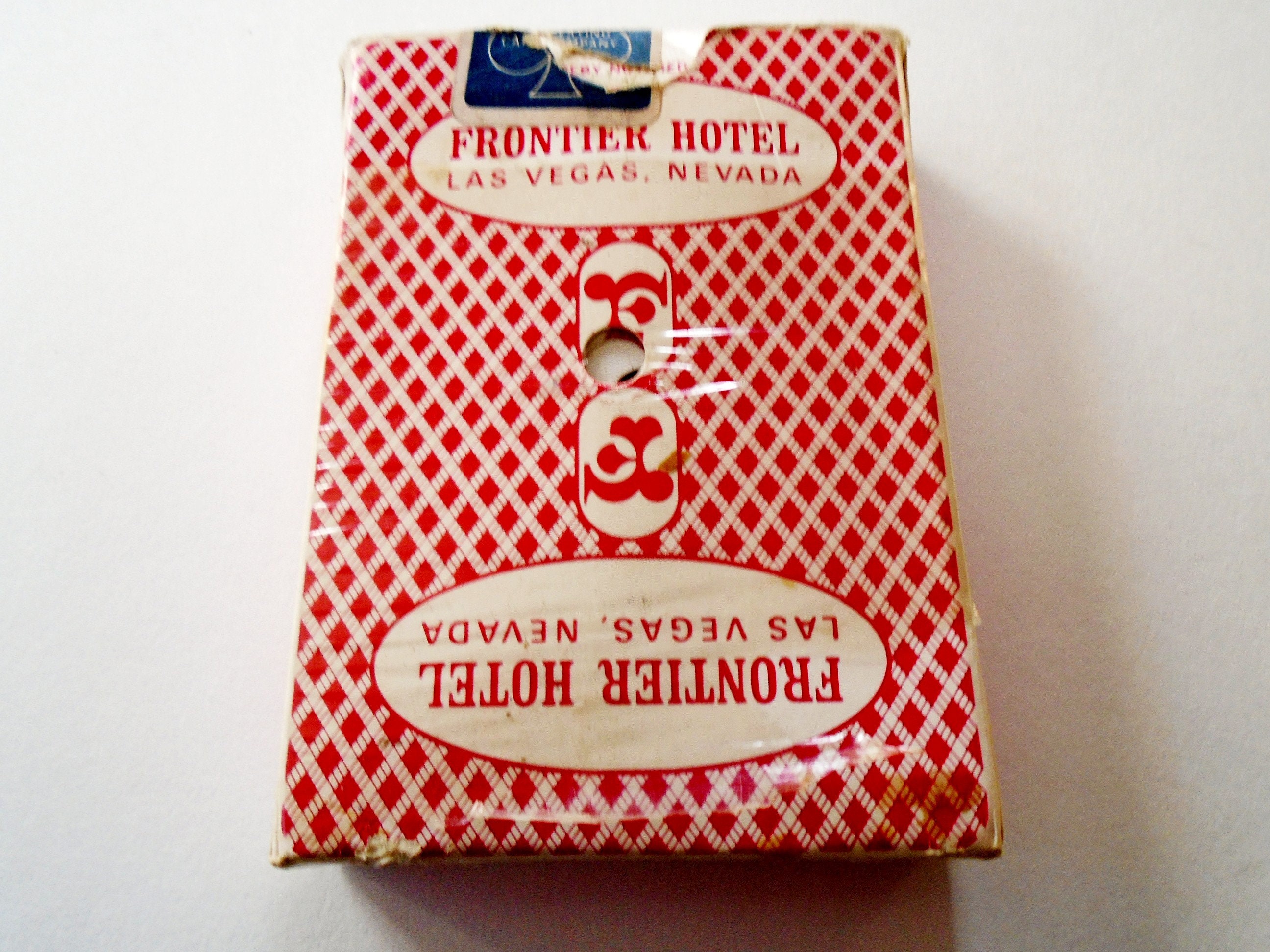 Vintage 1970s Frontier Hotel Playing Cards, Used Hole Punched Las