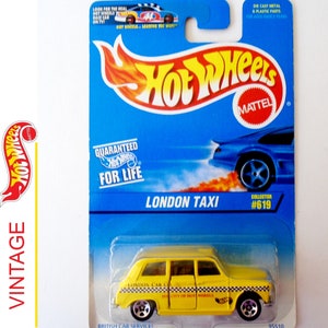 Hot Wheels Yellow London Taxi, Hot Wheels Collector No 619 British Taxi, 1 64 Scale Die Cast Vintage London Taxi