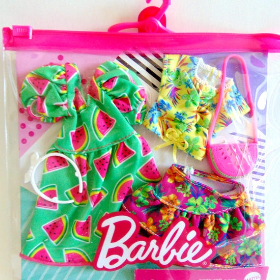 Barbie TROPICAL Print Dress Top Skirt Watermelon Purse Hairband and Shoes  New in Package, NRFB Barbie Doll Clothes, 2 Summer Barbie Outfits - Etsy