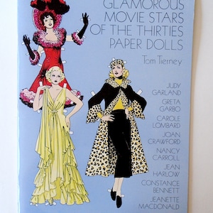 Famous Movie Stars of the 1930&#39;s, Dover Press Movie Star Fashions Paper Dolls UNCUT, Tom Tierney 1930&#39;s Movie Fashion Designs Illustrations
