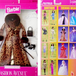 Barbie Fashion Avenue BOUTIQUE New in Box, Vintage Barbie Metallic Fur Leopard Coat NRFB Doll Clothes, Vintage 90&#39;s Barbie Leopard Coat
