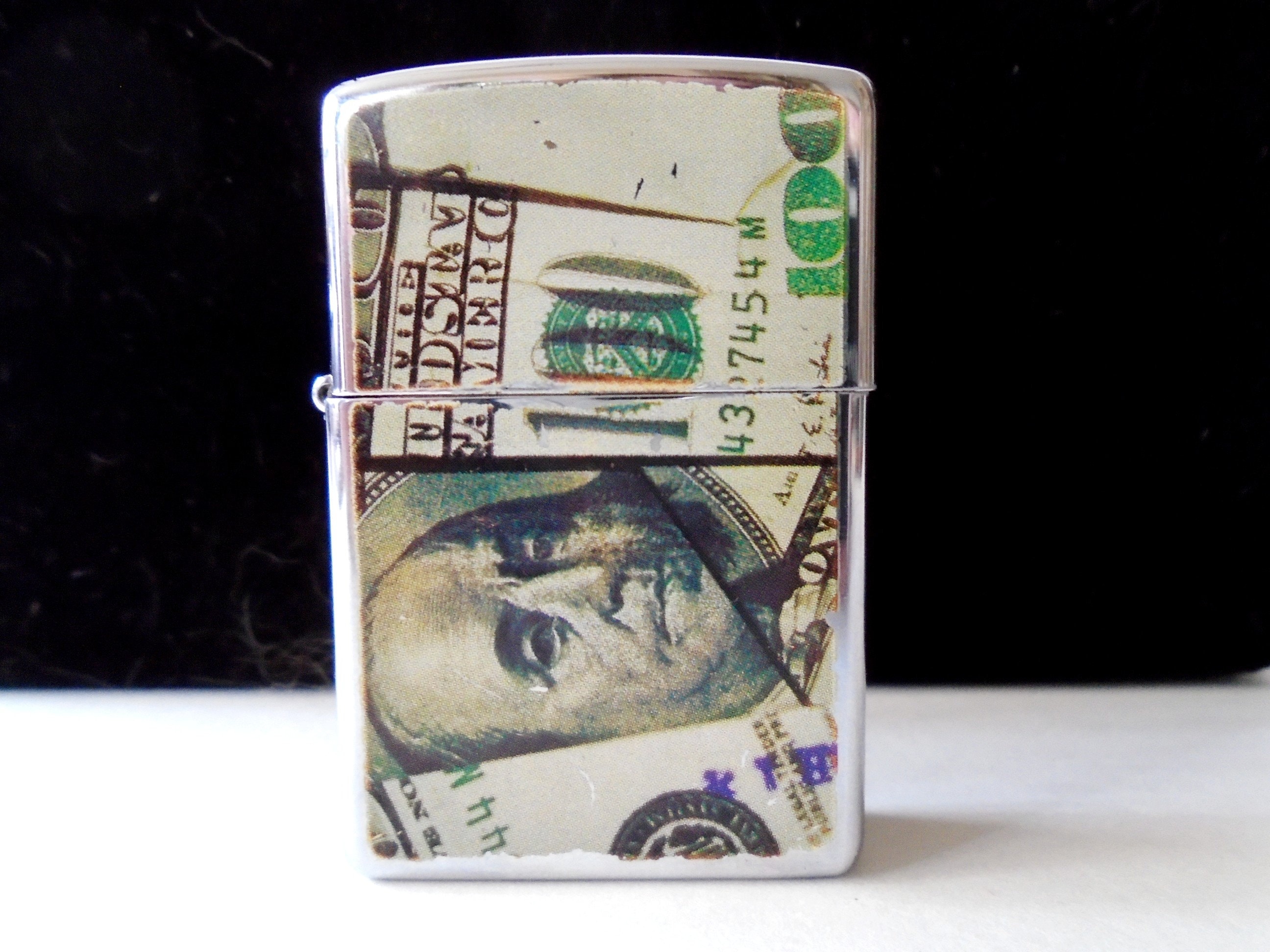 Zippo Hundred Dollar Bill Lighter, Vintage Benjamins Zippo Lighter 