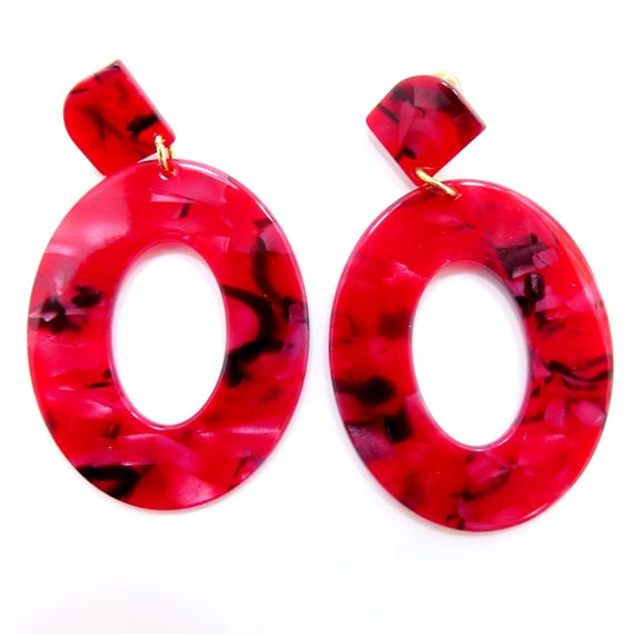 JOAN RIVERS Multi Color Red Lucite Dangle Earring… - image 3