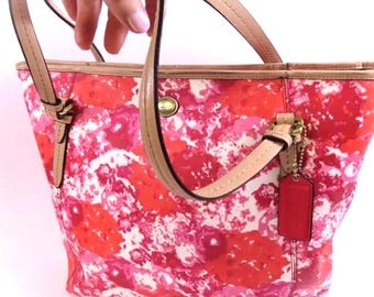 Coach Flower Patchwork Tote Bag pink y2k Vintage Y2K Coach Quilted