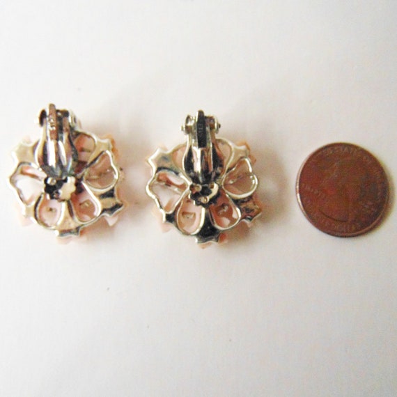 STAR Pink Plastic Flower Enamel Clip Earrings, 50… - image 3