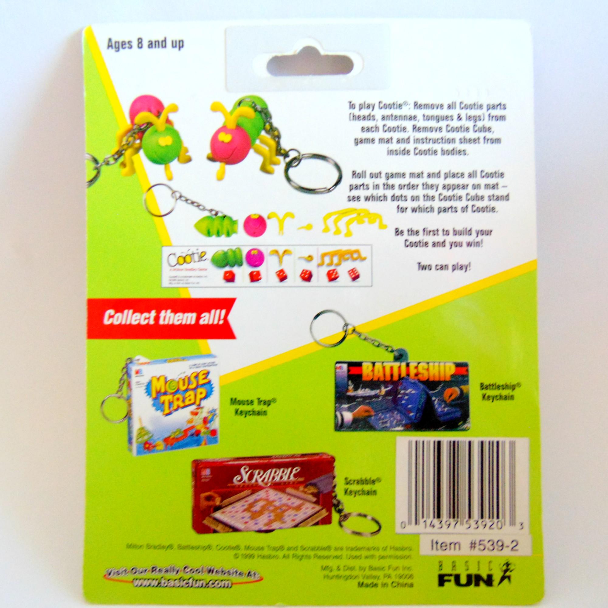 Cootie Keychain Set of 2, New in Package Actual Playable Cootie