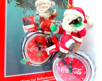 Coca-Cola ENESCO クリスマス オーナメント Vintage Enesco Coca Cola Coke Mini Action Musical Christmas