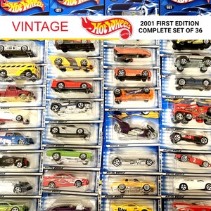 Hot Wheels Complete 2001 First Edition Set of 36, Vintage 2001 Hot Wheels Complete First Edition Set of 36, 1:64 Scale 2001 Hot Wheels