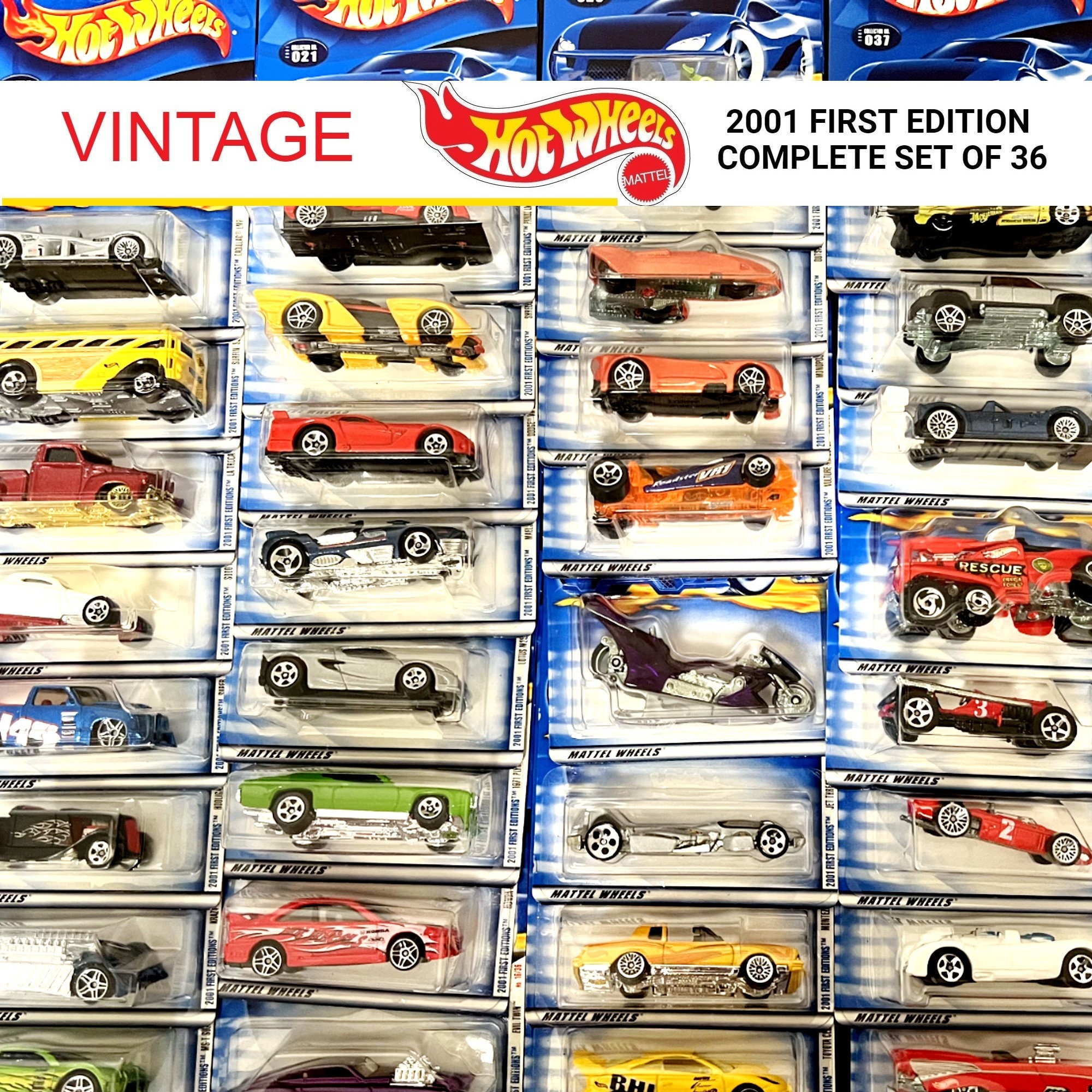 Hot Wheels Complete 2001 First Edition Set of 36, Vintage