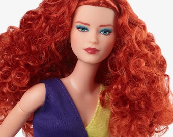 Signature LOOKS Barbie® Curly Red Hair, New in Box Posable Signature LOOKS Barbie Color Block, Articulated Curly Red HairModel 13 Barbie