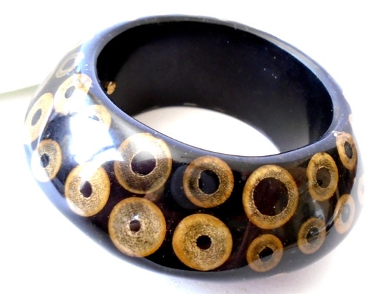 KJL Knife Edge Bamboo Slice Black Bangle, Kenneth… - image 2