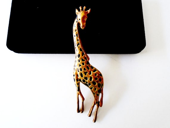 Vintage Large Giraffe Gold Enamel Brooch, Vintage… - image 6