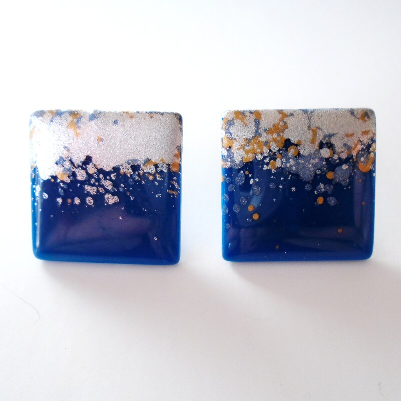 Artisanal Hand Painted Earrings Blue 603971