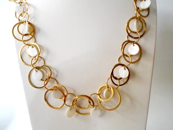 KENNETH JAY LANE Gold Rings Chain Necklace and Ea… - image 2