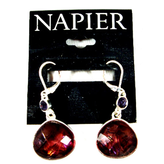 NAPIER Purple Earrings, Vintage Napier Amethyst D… - image 1