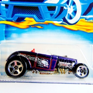 Vintage Hot Wheels, NEW Hot Wheels 2001, Skull n Crossbones Series, Deuce Roadster #2001 Collector Car No 71 Mattel Hot Wheels