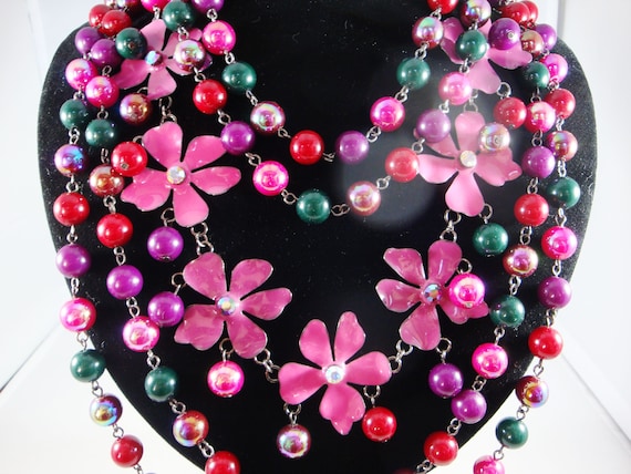 Joan Rivers Purple Flower Necklace, 5 Strand Flowe