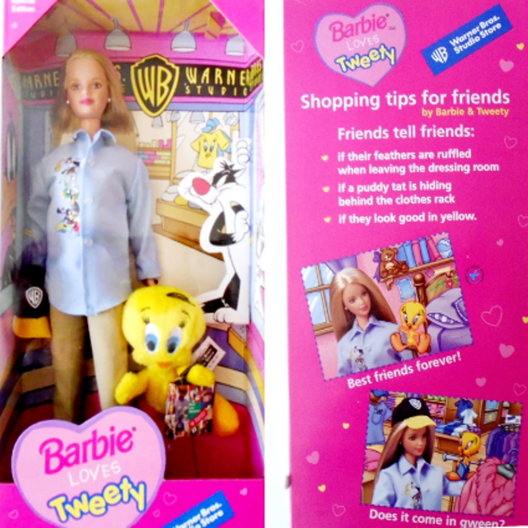 Vintage Warner Bros Barbie Doll Barbie Loves Tweety Warner Bros Store Exclusive Edition NRFB 1998 Barbie and Tweety Bird Doll Etsy