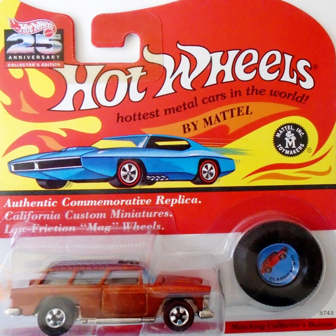 Hot Wheels 55 Chevy Nomad + Button NIP, Classic Spectraflame