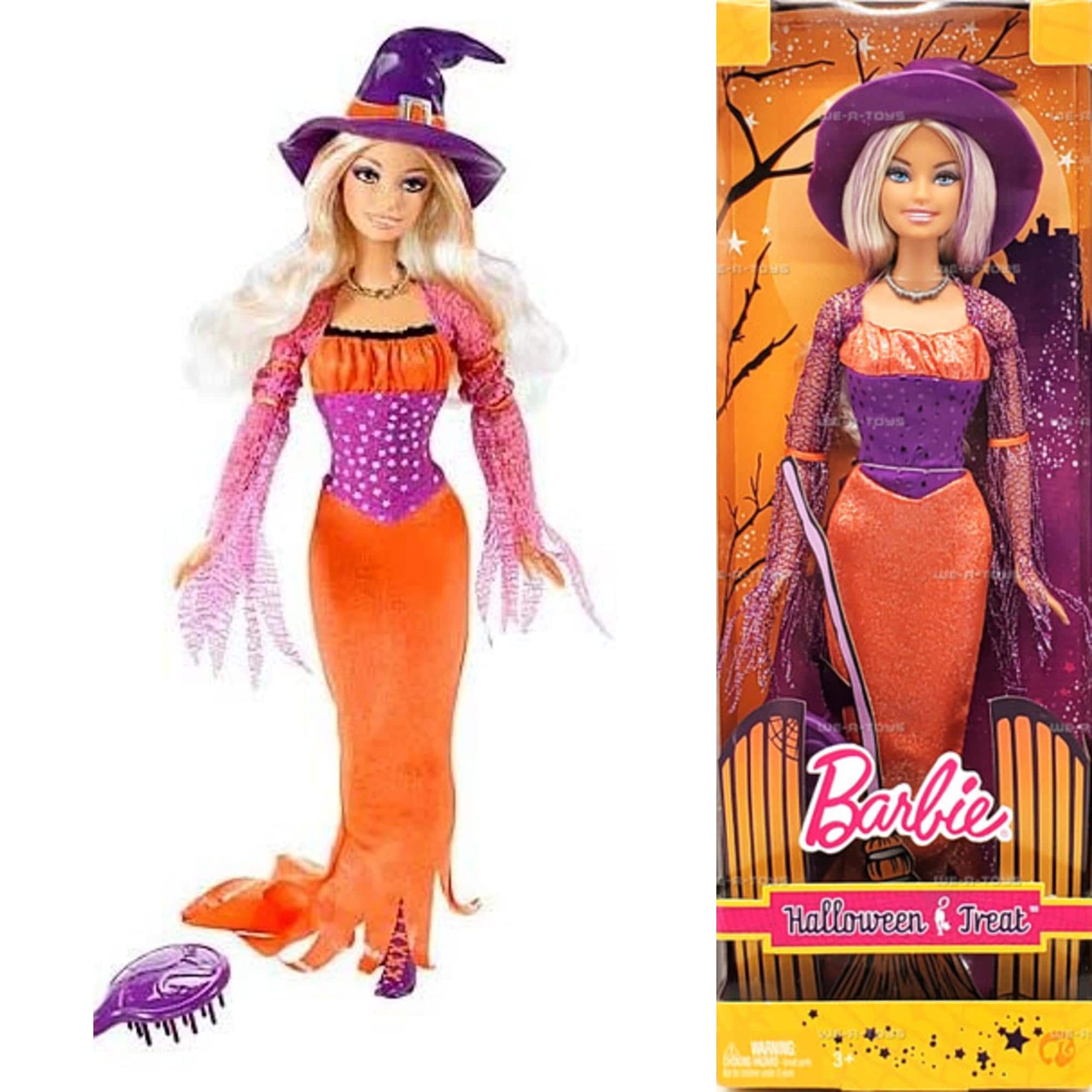 Barbie Halloween Treat Doll, NRFB Purple Halloween Witch Barbie