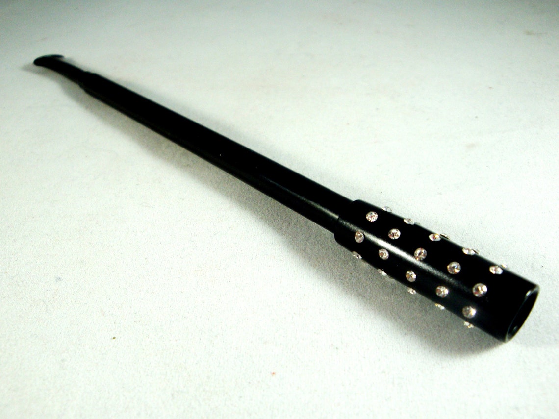 Black Rhinestone Cigarette Holder Long Black Cigarette Etsy