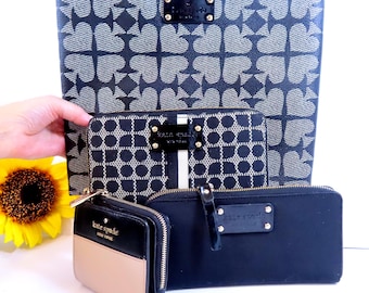 Kate Spade Signature Wallets, Kate Spade Adrianne Spade bag, Black, and Canvas Wallet still available. Beige wallet is sold. Sold Separately