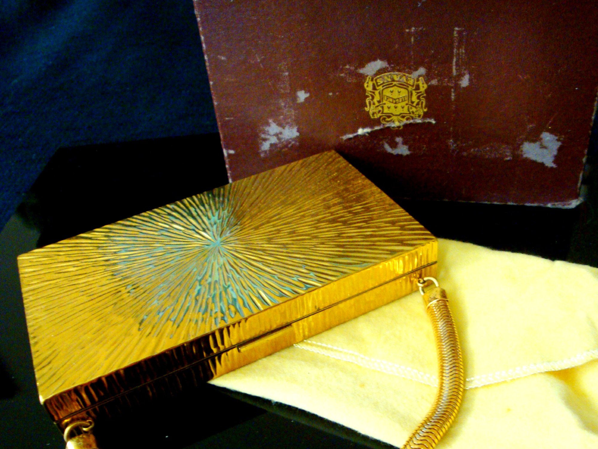 Evans Gold Hand Purse Vintage Minaudiere Compact Mirror Etsy