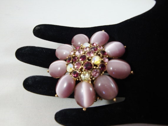 Monet Purple AB Rhinestone Flower Pin, Vintage Mo… - image 2