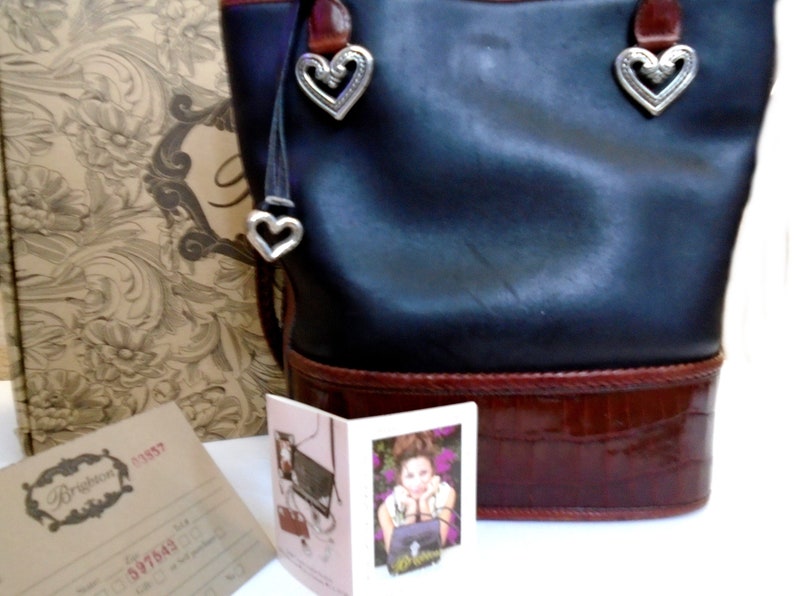 Vintage Brighton Black and Brown Bucket Bag Brighton Caroline Shoulder Bag 90s Brighton Shoulder Bucket Bag with Box