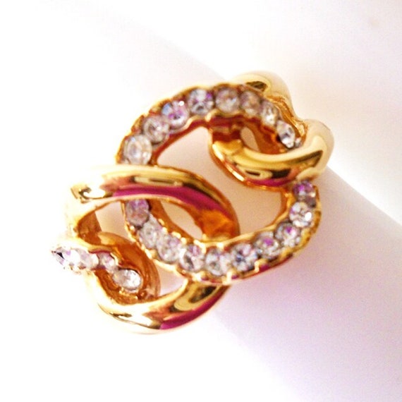 KJL Crystal Love Knot Ring, Kenneth Jay Lane Gold… - image 2