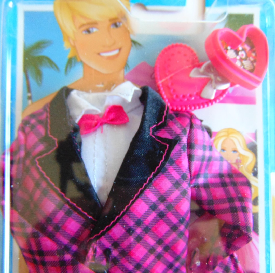 ken-doll-fashionista-pink-plaid-coat-and-bow-tie-clothes-new-in-box