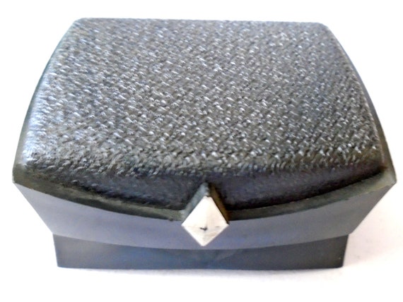 Fancy Gray Black Lucite Velvet Ring Box, Black Lu… - image 2